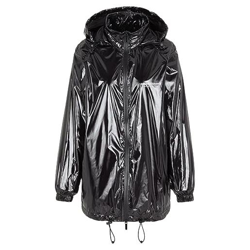 Emporio Armani armani exchange limited edition we beat as one glossy nylon coat giacca rain, nero, xl donna