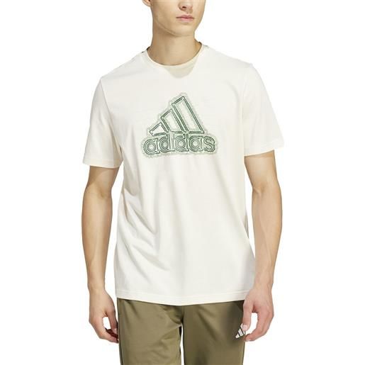 T-shirt maglia maglietta uomo adidas beige folded sportswear graphic cotone is2873
