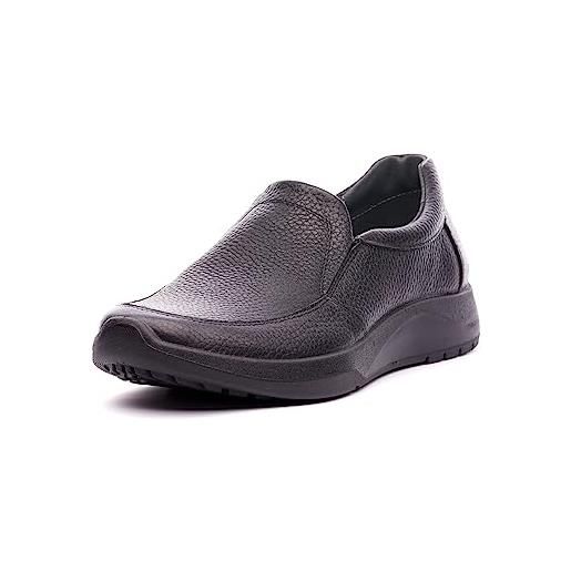 Nordan 48070 casual loafers uomo scarpe da uomo leggere e comode in vera pelle, nero 100, 44 eu