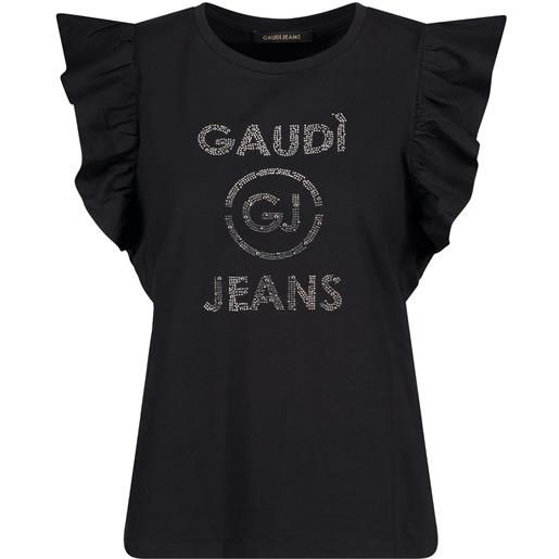 Gaudì t-shirt stretch con logo e rouches