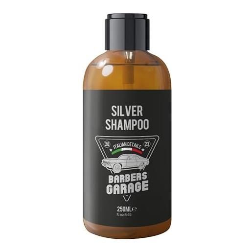 Veana barbers garage esclusivo shampoo argento (250 ml) - italian details - cura barba e capelli con aloe vera, rimuove i toni gialli e arancioni. 