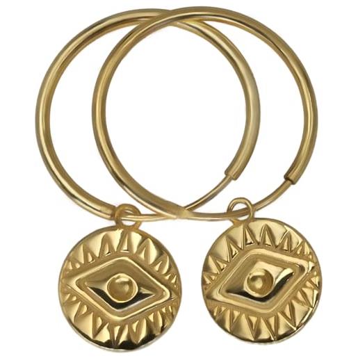 Bella&Quinny vir jewels - orecchini da donna con ciondolo a forma di moneta in argento sterling 925 placcato oro 18 carati