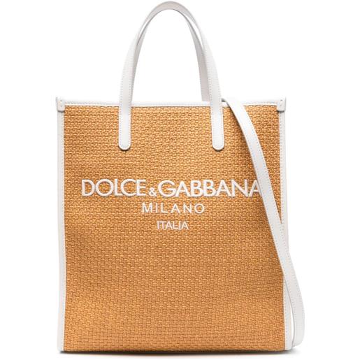Dolce & Gabbana borsa tote con ricamo - marrone