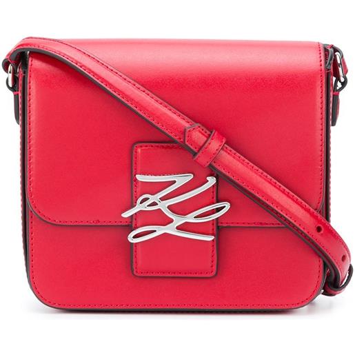 Karl Lagerfeld borsa a tracolla con applicazione - rosso