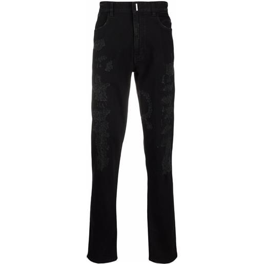 Givenchy jeans slim con effetto vissuto - nero