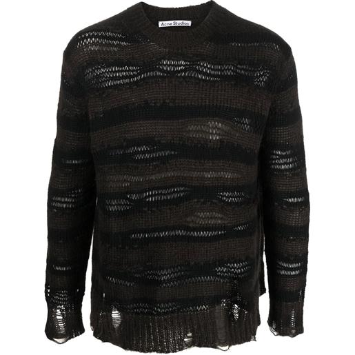 Acne Studios maglione a righe con effetto vissuto - marrone
