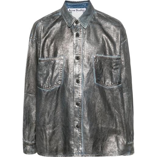 Acne Studios camicia denim con effetto metallizzato - blu