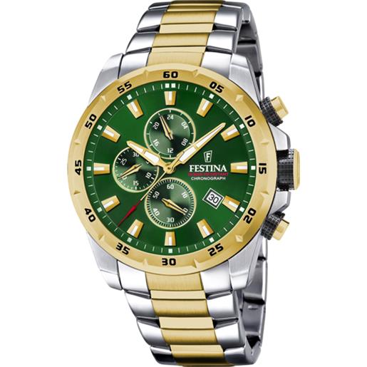 Festina orologio festina f205623 verde con cinturino in acciaio, uomo f20562_3