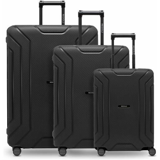 Redolz set di valigie essentials 15 a 4 ruote 3 pezzi con chiusura a tre punti nero