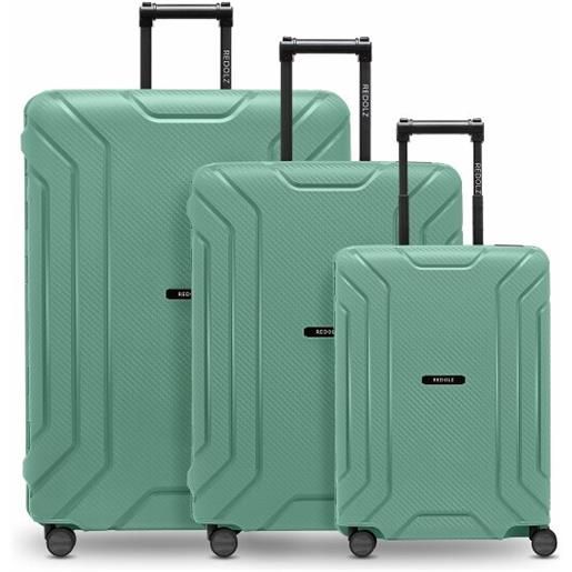 Redolz set di valigie essentials 15 a 4 ruote 3 pezzi con chiusura a tre punti turchesa