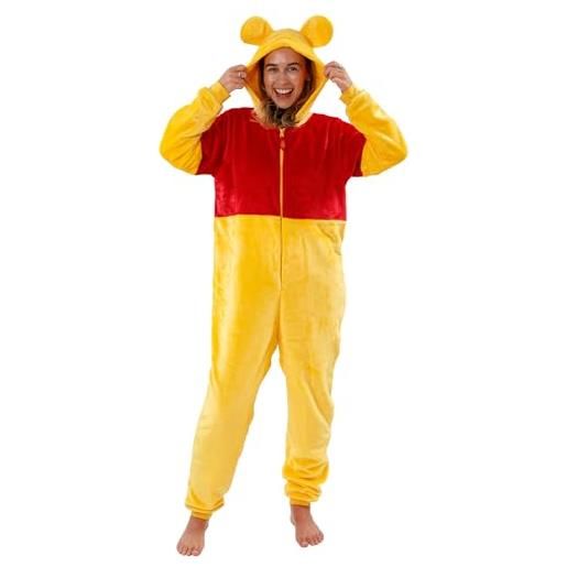 Disney tuta winnie the pooh per donne | costumi winnie the pooh | pigiama in pile per donne | merchandise ufficiale winnie the pooh | gialla | grande