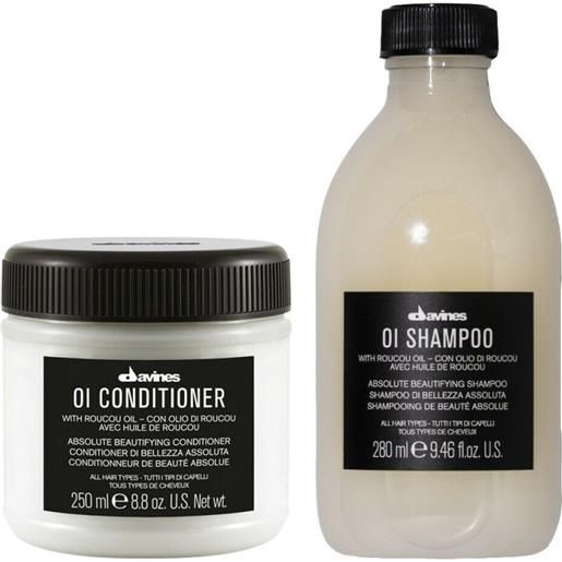 Davines oi shampoo+conditioner 280+250ml - rituale antiossidante idratante tutti i tipi di capelli