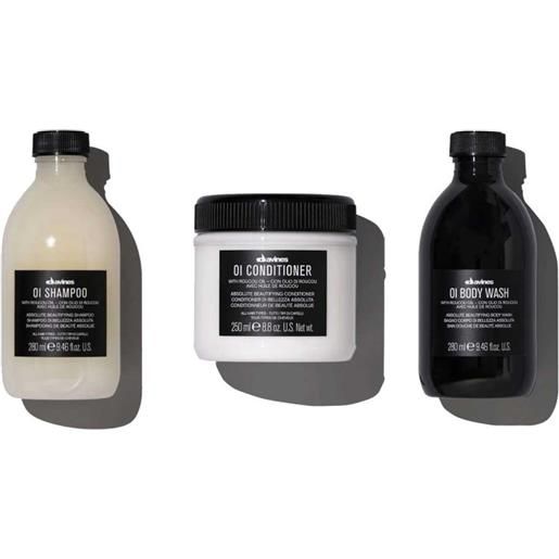 Davines oi shampoo+conditioner+body wash 280+250+280ml - kit antiossidante