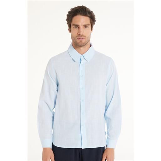 Tezenis camicia manica lunga in 100% tela di cotone uomo azzurro