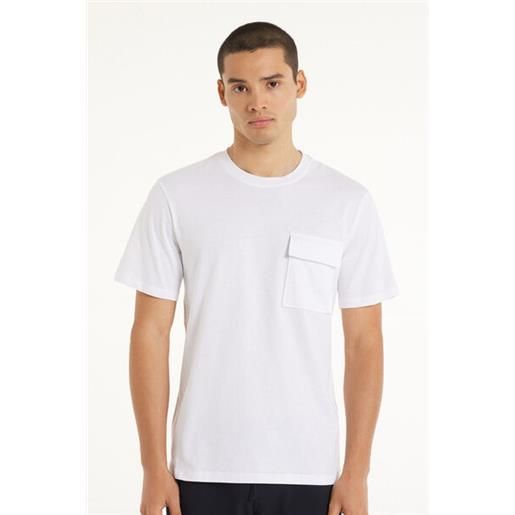 Tezenis t-shirt girocollo in cotone con taschino uomo bianco