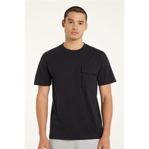 Tezenis t-shirt girocollo in cotone con taschino uomo nero