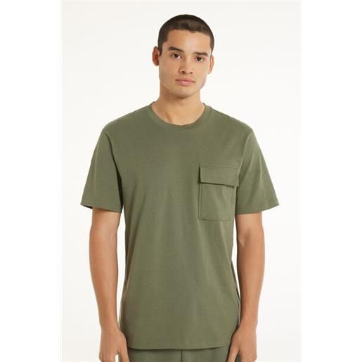 Tezenis t-shirt girocollo in cotone con taschino uomo verde