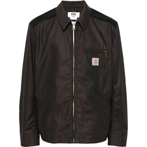 Junya Watanabe MAN x carhartt striped shirt jacket - marrone