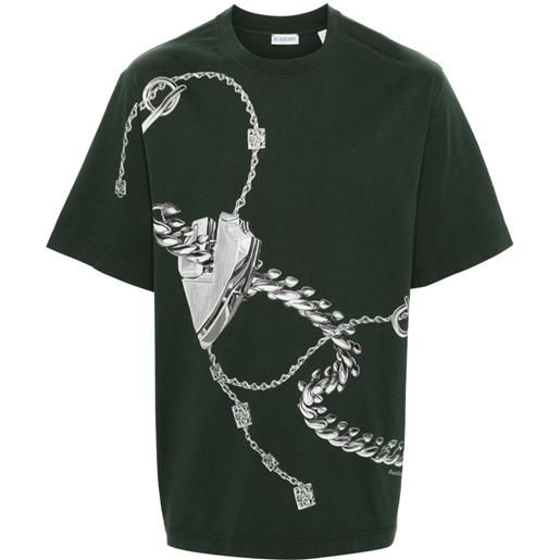 Burberry t-shirt shield con stampa - verde