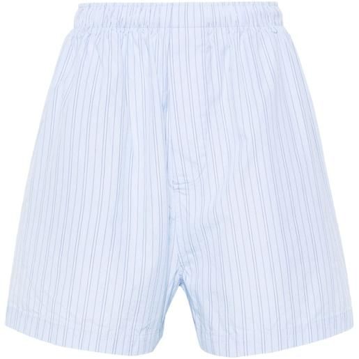 Balenciaga shorts a righe con ricamo - blu