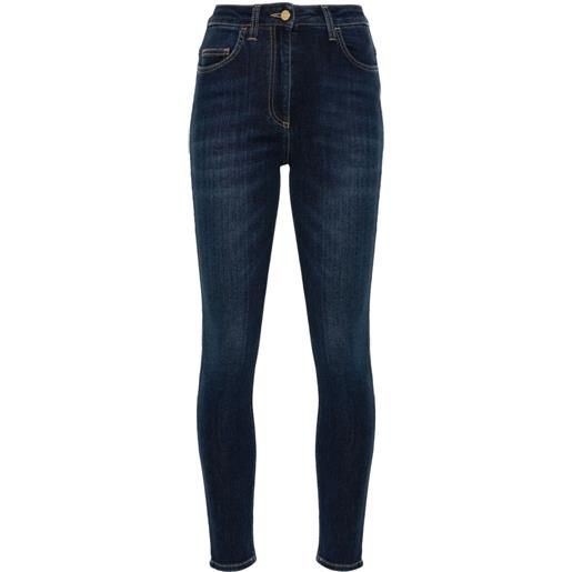 Elisabetta Franchi jeans skinny con placca logo - blu