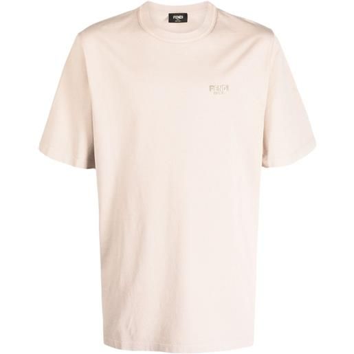 FENDI t-shirt con logo goffrato - marrone