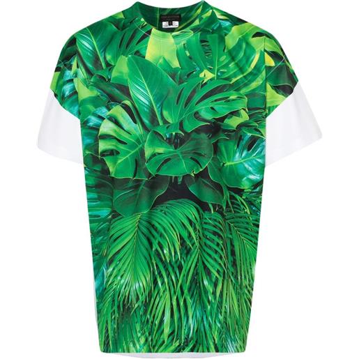 Comme des Garçons Homme Plus t-shirt girocollo con stampa leaves - verde