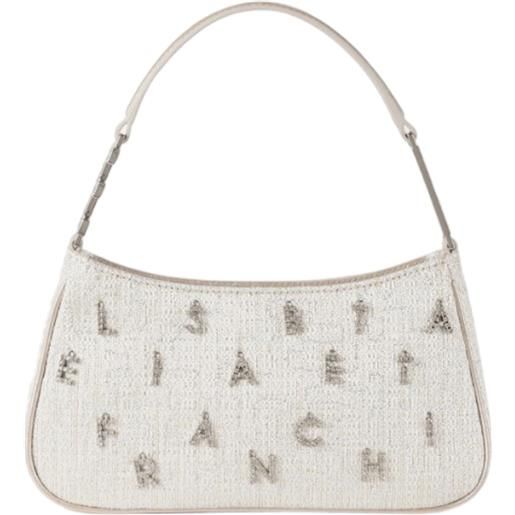 ELISABETTA FRANCHI borsa a spalla in tweed lurex con lettering di strass - bs61a42e2 - oro