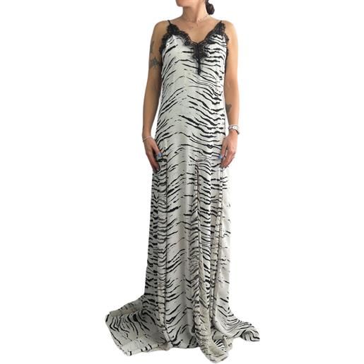 ELISABETTA FRANCHI - abito lungo zebrato bco/nero