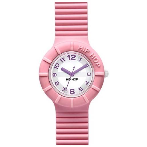 HIP HOP orologio donna numbers collection quadrante con logo bianco movimento solo tempo - 3h quarzo e cinturino silicone rosa hwu0124