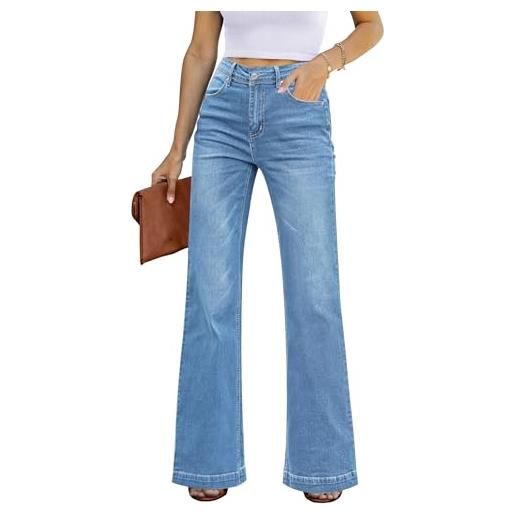 luvamia jeans svasati a vita alta per le donne pantaloni in denim a gamba larga jeans larghi elasticizzati, blu scuro, xl