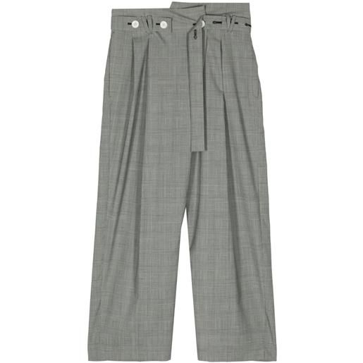 Enföld pantaloni check belt wide-straight - grigio