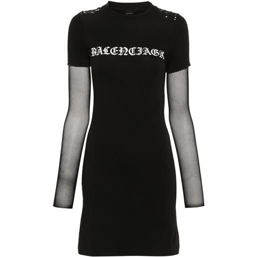 Balenciaga abito corto con stampa - nero