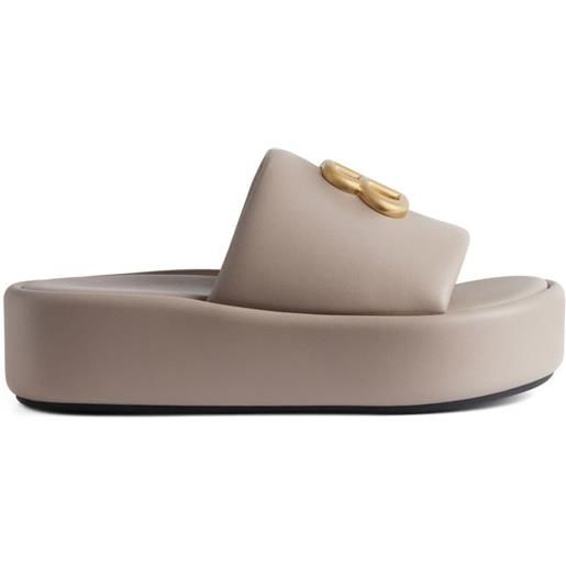 Balenciaga sandali slides rise con logo - toni neutri