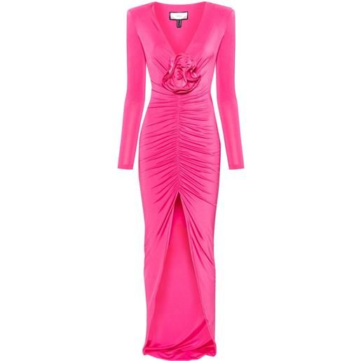 NISSA abito lungo con applicazione a fiori - rosa