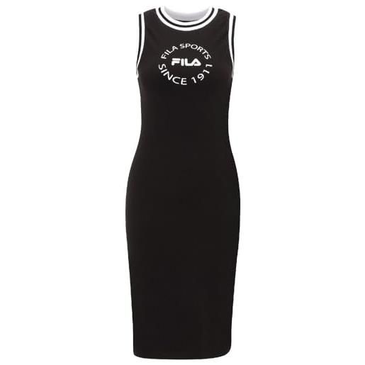 Fila lublin graphic dress abito in jersey, nero, l donna