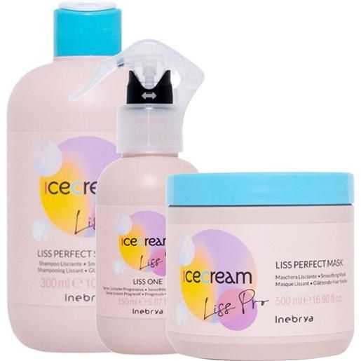 Inebrya ice cream liss pro kit: shampoo + mask + spray