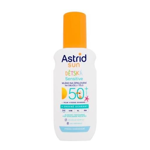 Astrid sun kids sensitive lotion spray spf50+ lozione abbronzante spray waterproof per pelli molto sensibili 150 ml