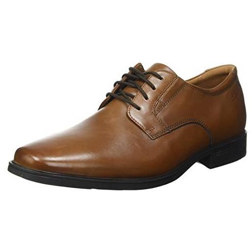 Clarks tilden plain oxford, scarpe con lacci, uomo, marrone (dark tan lea), 45 eu