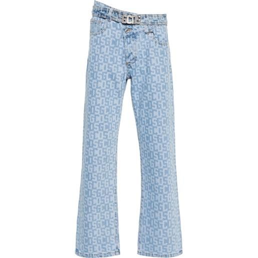 Gcds jeans con stampa - blu