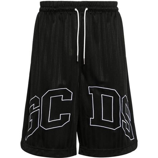 Gcds shorts sportivi con ricamo - nero