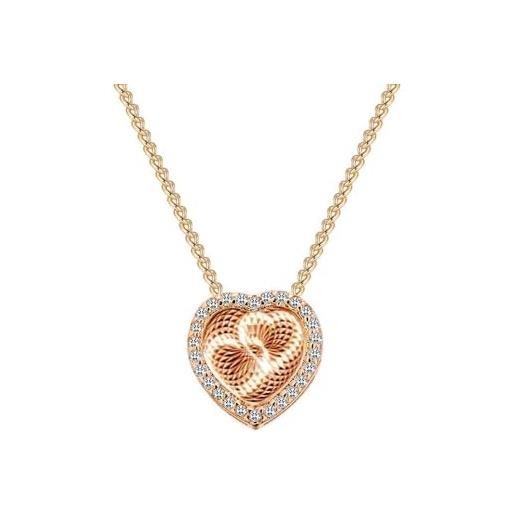 Quadiva collana 'cuore', decorata con cristalli scintillanti di swarovski®, collana a forma di cuore, colore: placcato in oro 18 carati