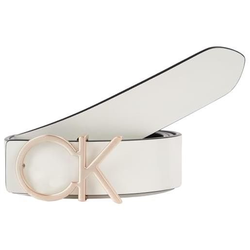 Calvin Klein re-lock rev belt 30mm k60k608781 cinture, nero (ck black/dk ecru), 80 donna