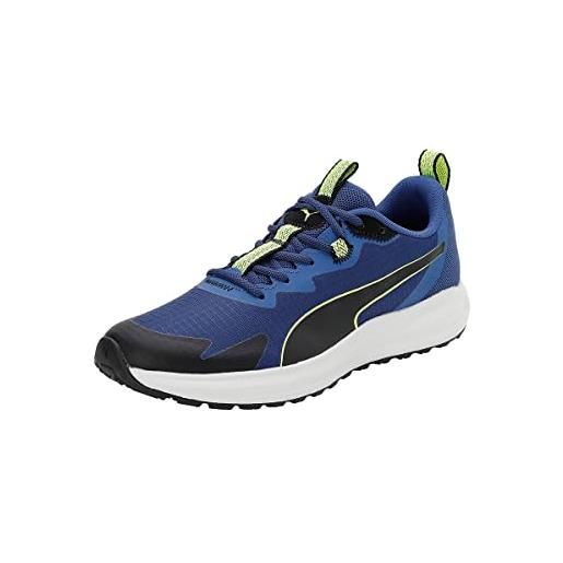 Puma twitch runner trail - scarpe da corsa unisex - adulto, blu (blazing blue-lime squeeze-PUMA black), 42.5 eu, pair
