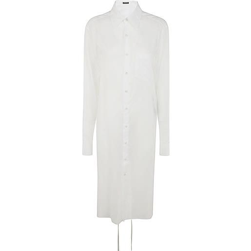 Ann Demeulemeester gabi long relax fit shirt draped on back light cotton voile white