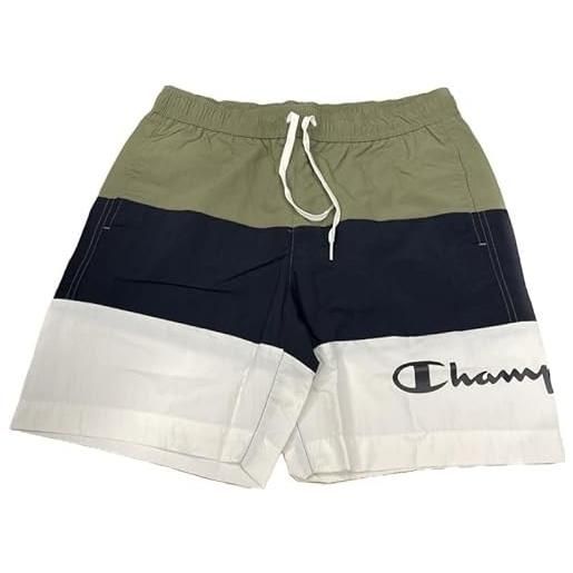 Champion legacy beachshorts ac color block costume a pantaloncino, (verde canna di fucile/blu marino/bianco), xl uomo