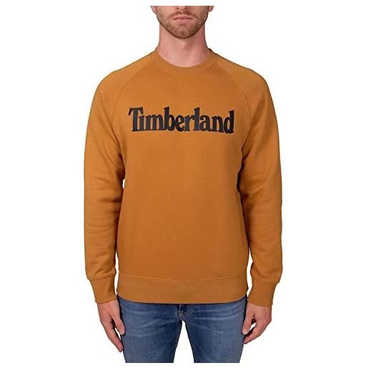 Timberland northwood tfo wordmark logo brushback crew neck wheat boot, felpa, 