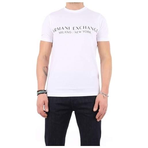 ARMANI EXCHANGE t-shirt girocollo con logo milan new york a maniche corte, t-shirt, uomo, bianco, m