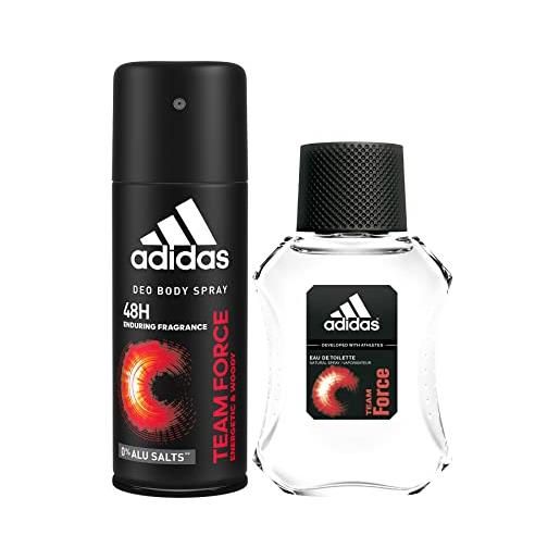 Adidas, set regalo team force: profumo uomo 100 ml e deodorante spray 150 ml