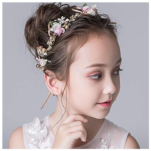 IYOU fermaglio fiori per copricapo a forma di principessa bianco con perle e cristalli, accessorio per capelli da sposa e ragazza. 